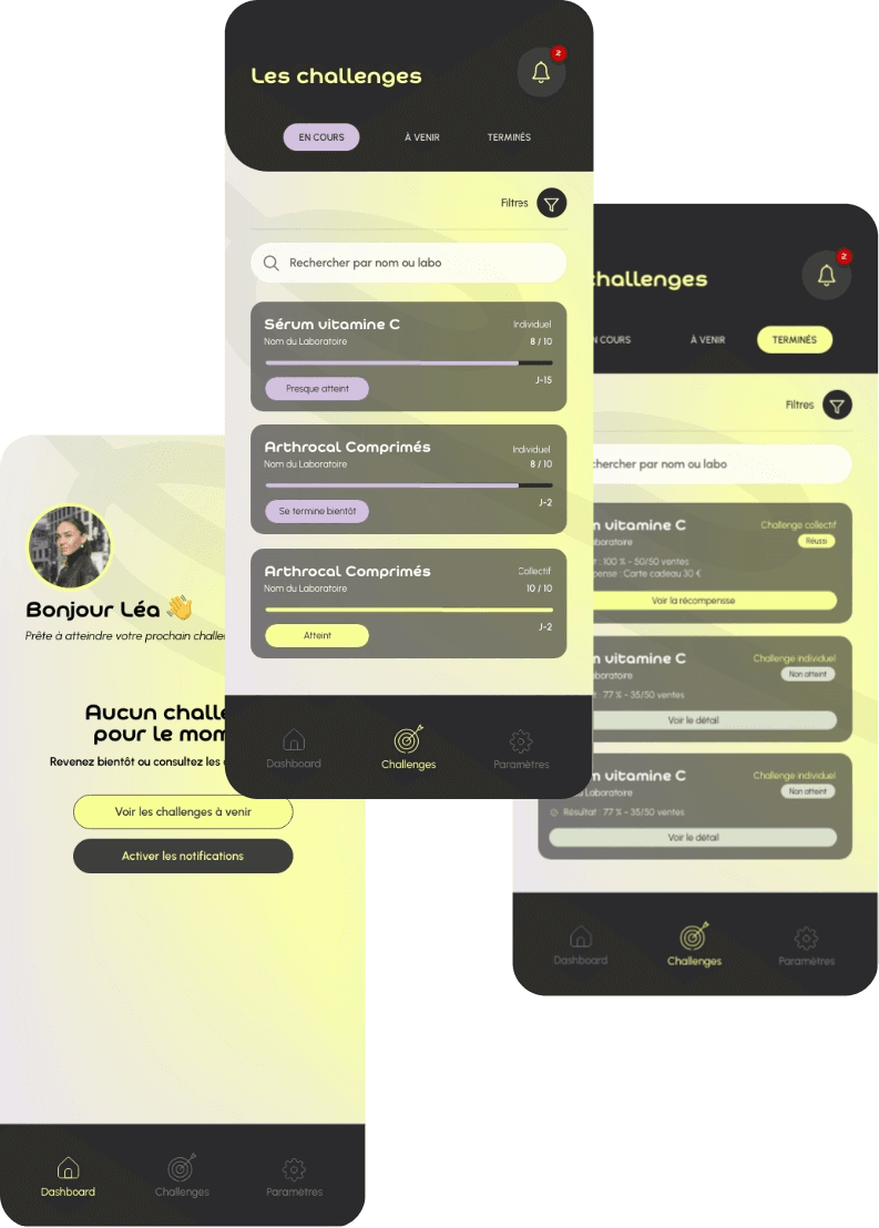 Apercu mobile des challenges